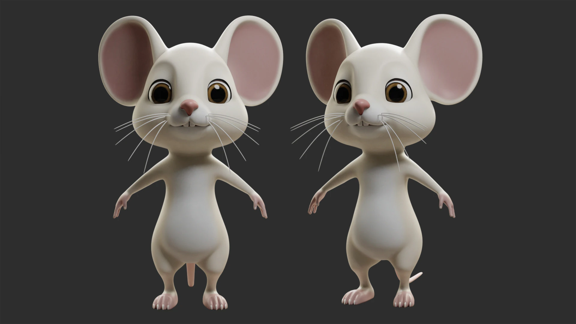 Cartoon Mouse - Topology UV map 3D Model .c4d .max .obj .3ds .fbx .stl .blend 