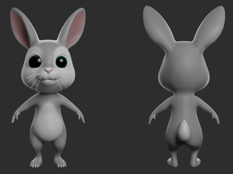 Cartoon Rabbit - Topology UV map Modèle 3D