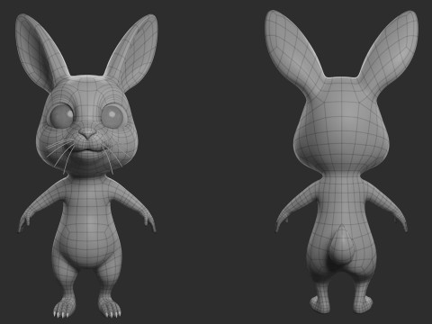 Cartoon Rabbit - Topology UV map Modèle 3D