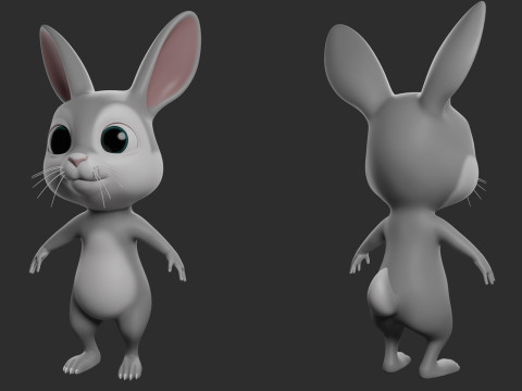 Cartoon Rabbit - Topology UV map Modèle 3D
