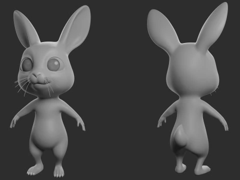 Cartoon Rabbit - Topology UV map 3D Model