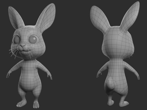 Cartoon Rabbit - Topology UV map Modèle 3D