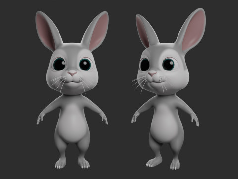Cartoon Rabbit - Topology UV map Modelo 3D