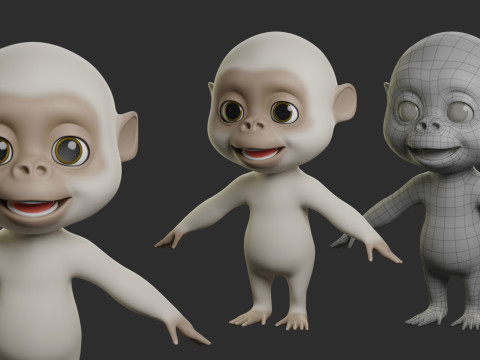 Cartoon Primate Pack - Topology UV map 3D Model