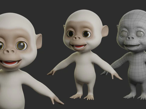 Cartoon Primate Pack - Topology UV map 3D Model