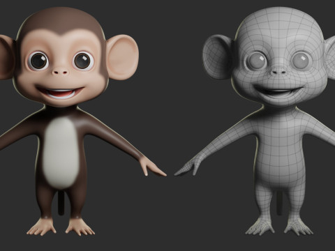 Cartoon Primate Pack - Topology UV map 3D Model