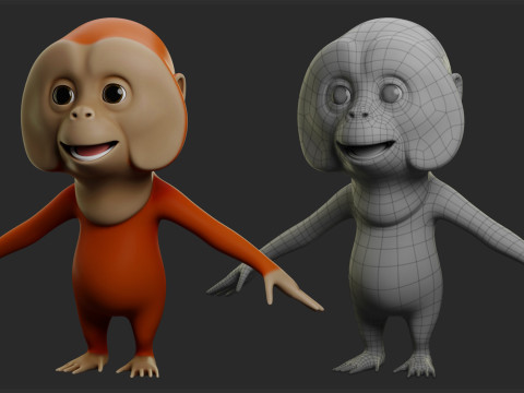 Cartoon Primate Pack - Topology UV map 3D Model