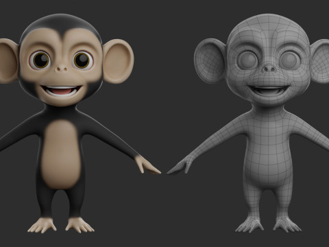 Cartoon Primate Pack - Topology UV map 3D Model