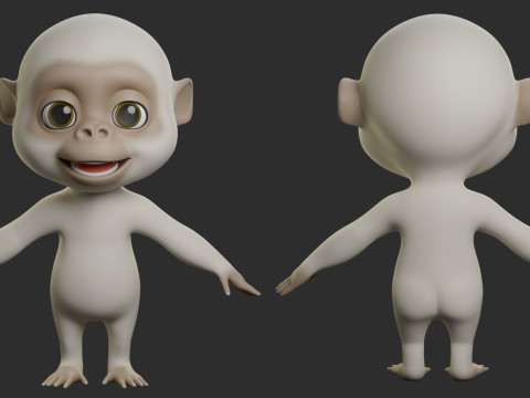 Cartoon Primate Pack - Topology UV map 3D Model