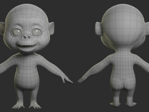 Cartoon Primate Pack - Topology UV map 3D Model
