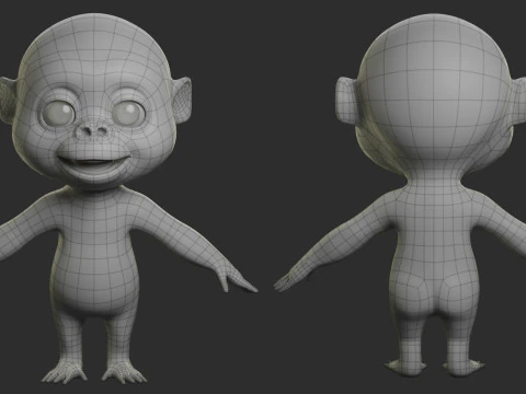 Cartoon Primate Pack - Topology UV map 3D Model