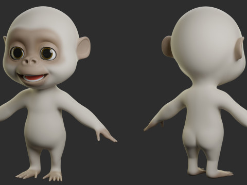 Cartoon Primate Pack - Topology UV map 3D Model