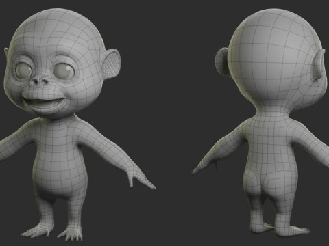 Cartoon Primate Pack - Topology UV map 3D Model