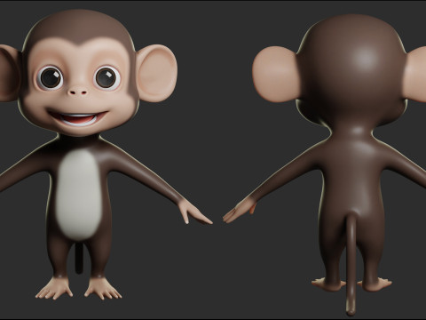 Cartoon Primate Pack - Topology UV map 3D Model