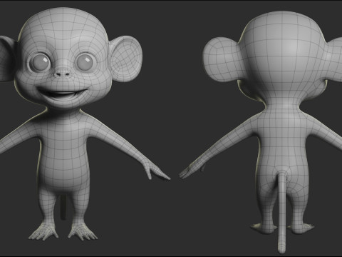 Cartoon Primate Pack - Topology UV map 3D Model
