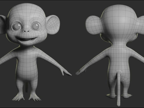 Cartoon Primate Pack - Topology UV map 3D Model