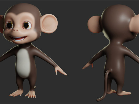 Cartoon Primate Pack - Topology UV map 3D Model