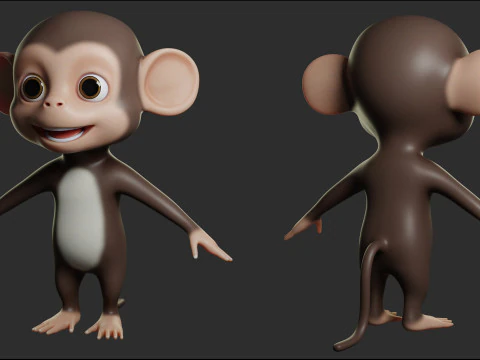 Cartoon Primate Pack - Topology UV map 3D Model