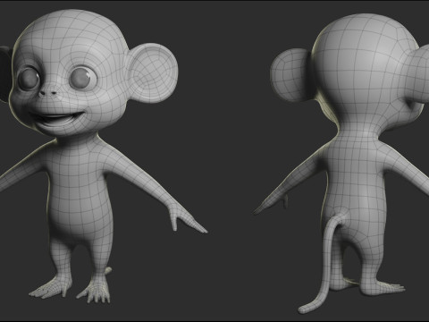 Cartoon Primate Pack - Topology UV map 3D Model