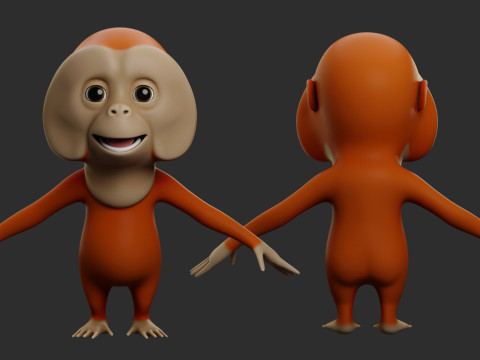 Cartoon Primate Pack - Topology UV map 3D Model