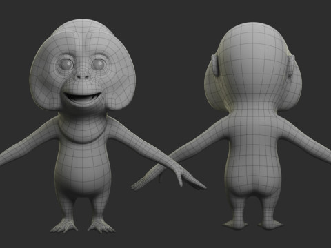 Cartoon Primate Pack - Topology UV map 3D Model