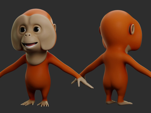 Cartoon Primate Pack - Topology UV map 3D Model