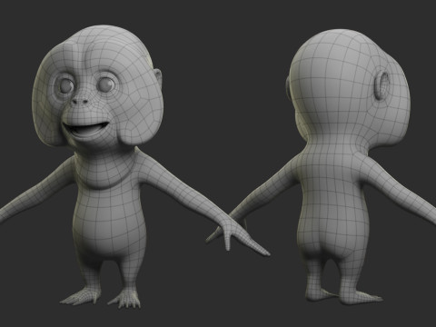 Cartoon Primate Pack - Topology UV map 3D Model