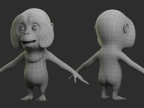 Cartoon Primate Pack - Topology UV map 3D Model