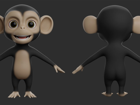 Cartoon Primate Pack - Topology UV map 3D Model