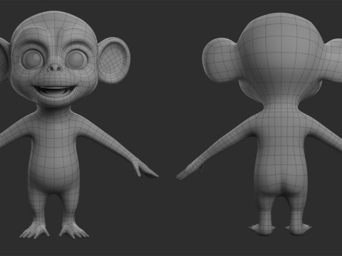 Cartoon Primate Pack - Topology UV map 3D Model