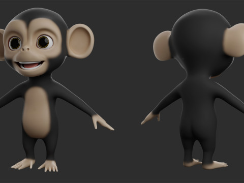 Cartoon Primate Pack - Topology UV map 3D Model