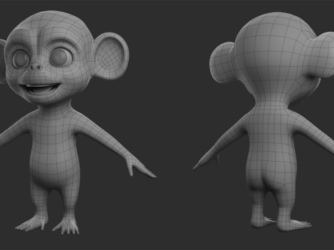 Cartoon Primate Pack - Topology UV map 3D Model