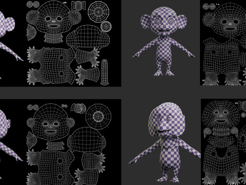 Cartoon Primate Pack - Topology UV map 3D Model