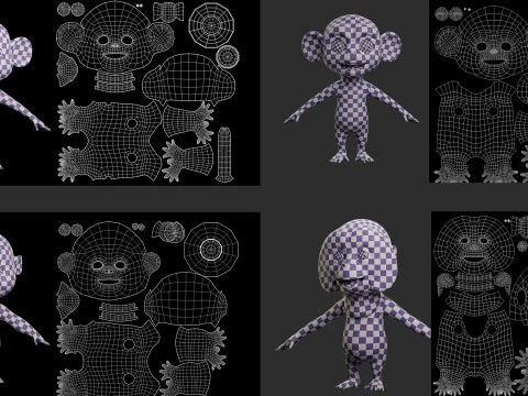Cartoon Primate Pack - Topology UV map 3D Model