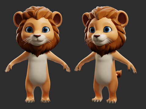 Cartoon Lion - Topology UV map 3D 모델