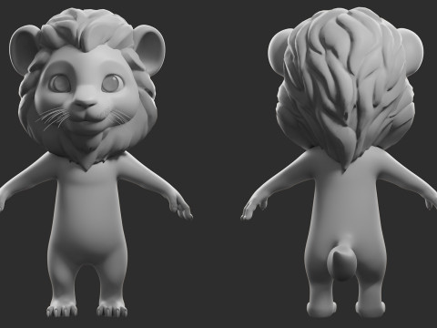 Cartoon Lion - Topology UV map 3D 모델