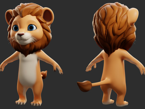Cartoon Lion - Topology UV map 3D 모델
