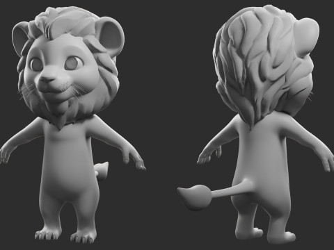 Cartoon Lion - Topology UV map 3D 모델