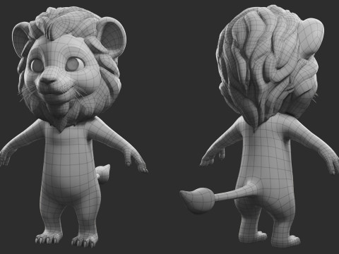 Cartoon Lion - Topology UV map 3D 모델
