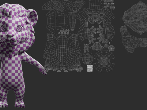 Cartoon Lion - Topology UV map 3D 모델
