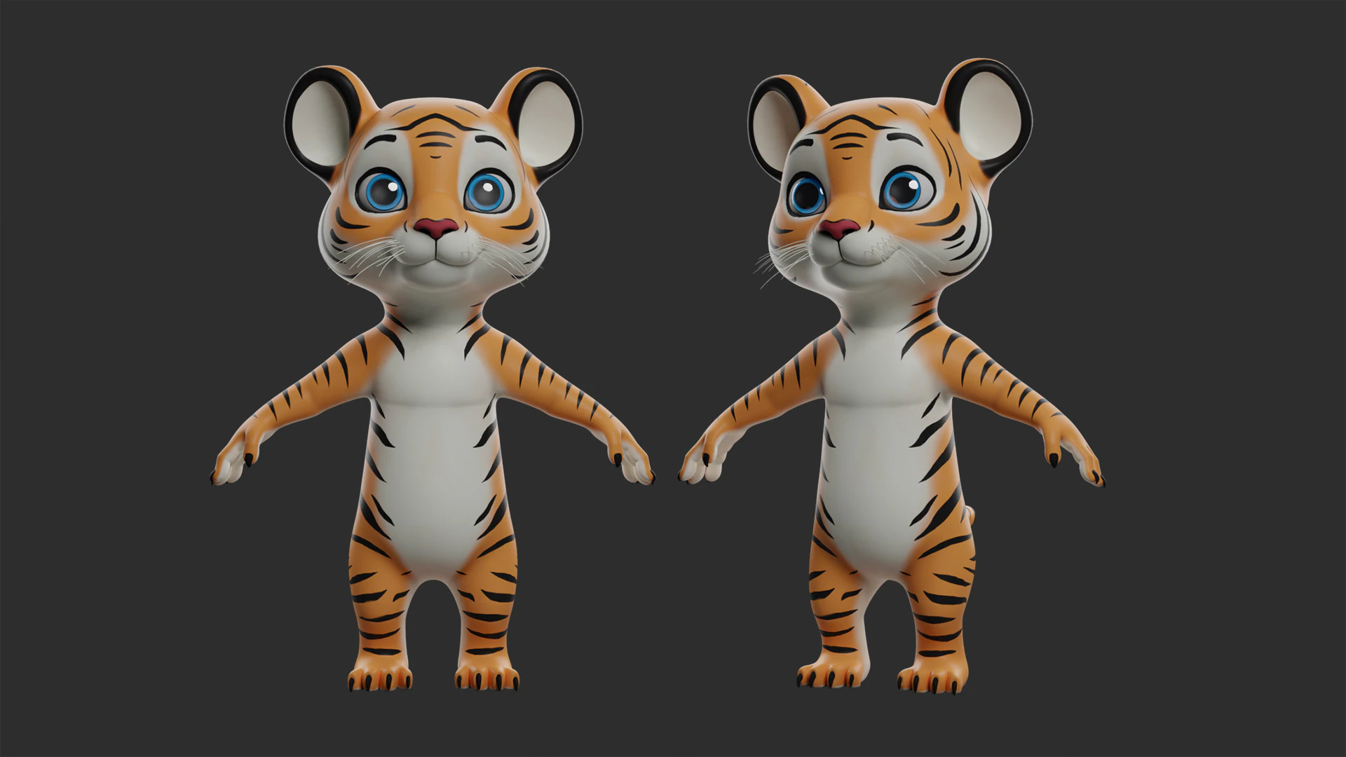 Cartoon Tiger - Topology UV map 3D Model .c4d .max .obj .3ds .fbx .stl .blend 