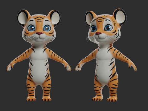 Cartoon Tiger - Topology UV map Modelo 3D