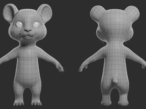 Cartoon Tiger - Topology UV map 3D Model