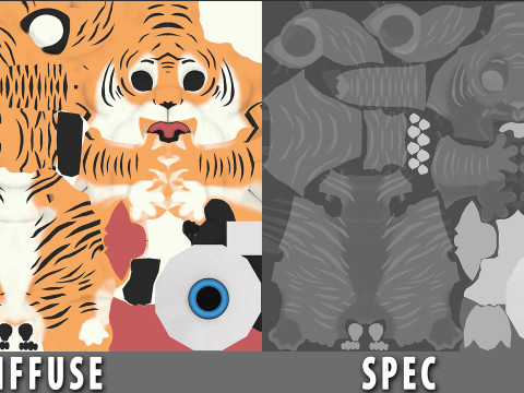 Cartoon Tiger - Topology UV map 3D Model