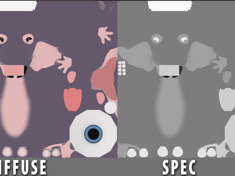 Cartoon Hippo - Topology UV map Modelo 3D