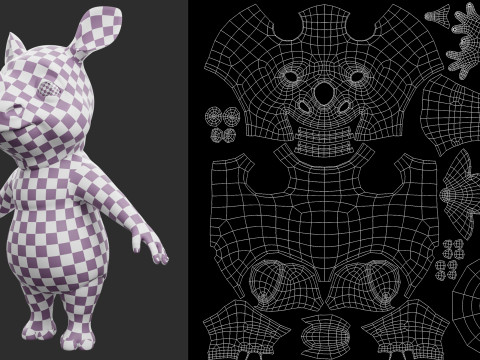 Cartoon Rhino - Topology UV map 3D 모델
