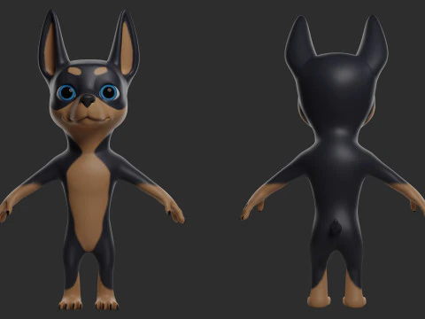 Cartoon Dog Pack - Topology UV map 3D Model