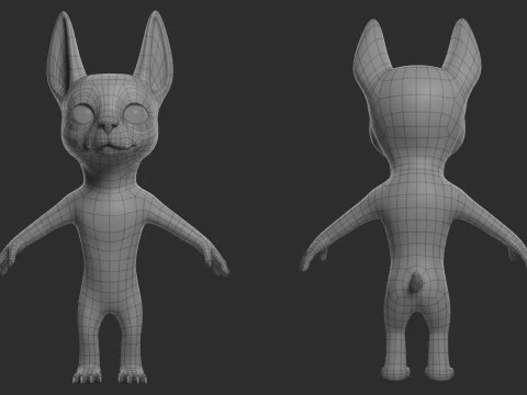 Cartoon Dog Pack - Topology UV map 3D Model