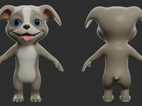 Cartoon Dog Pack - Topology UV map 3D Model