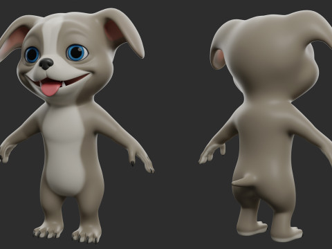 Cartoon Dog Pack - Topology UV map 3D Модель